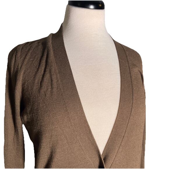 Ann Taylor Sweater Women’s Small Brown Cashmere Blend Ribbed Hem and Sleeves - Picture 2 of 5